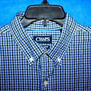 CHAPS Easy Care Plaid Button Down Shirt XL Blue/Purple